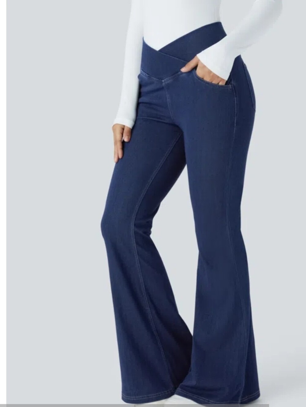 Halara Flex™ High Waisted Crossover Pocket Cool Touch Washed Casual Jeans